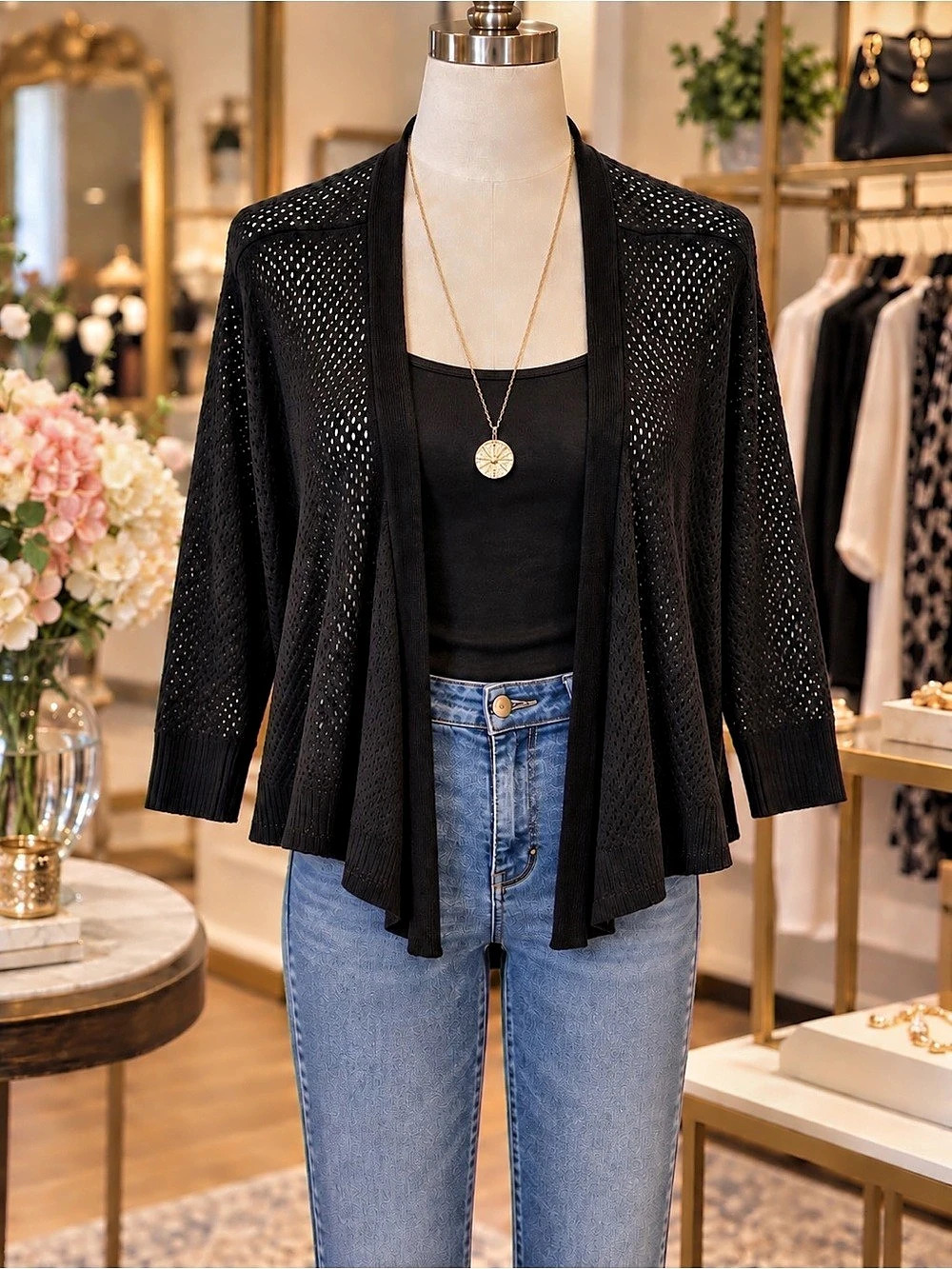 Simply Vera Wang Black Open Front Cardigan & Wrap Sweater XL